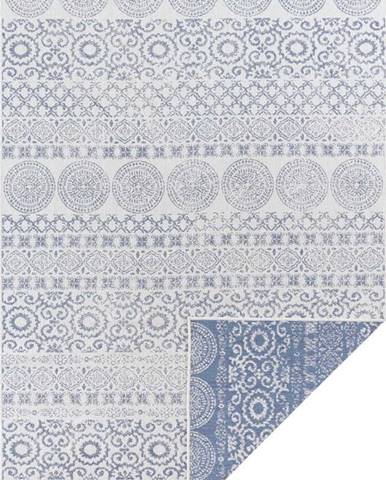 Modro-bílý venkovní koberec Ragami Circle, 120 x 170 cm