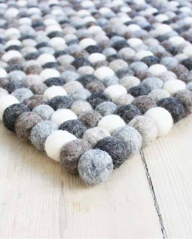 Šedo-bílý kuličkový vlněný koberec Wooldot Ball Rugs, 120 x 180 cm