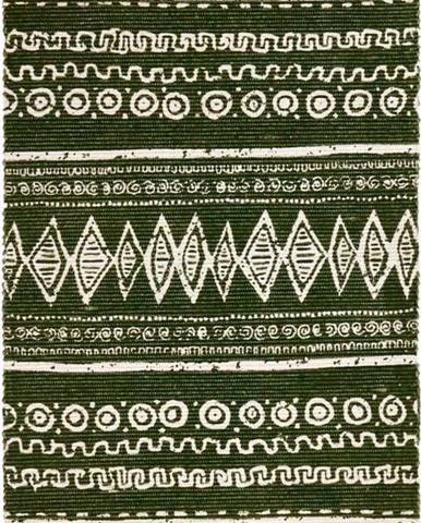 Zeleno-bílý bavlněný koberec Webtappeti Ethnic, 55 x 110 cm