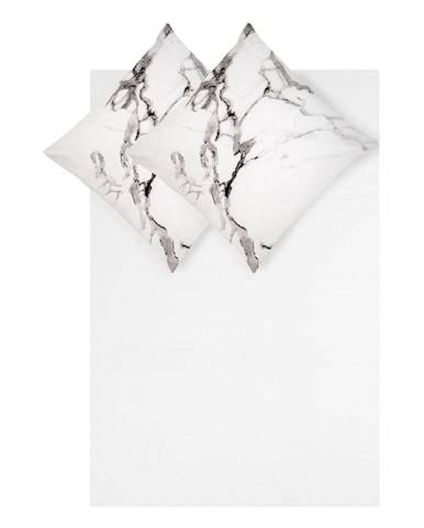 Bílé povlečení na jednolůžko z bavlněného perkálu Westwing Collection, 150 x 220 cm
