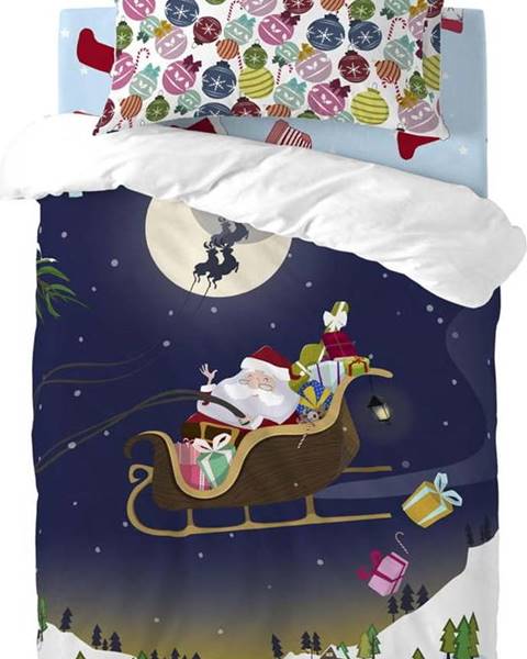 Mr. Fox Dětské bavlněné povlečení na peřinu a polštář Mr. Fox Merry Christmas, 100 x 120 cm