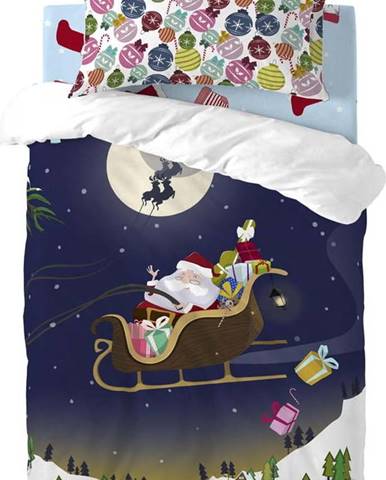 Dětské bavlněné povlečení na peřinu a polštář Mr. Fox Merry Christmas, 100 x 120 cm