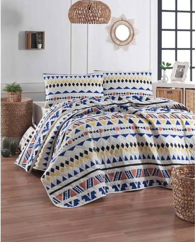 Přehoz přes postel se 2 povlaky na polštář z ranforce bavlny EnLora Home Pisagor, 225 x 240 cm