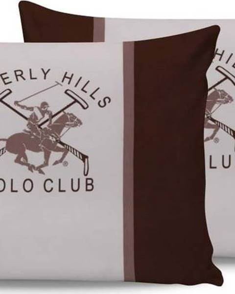 Beverly Hills Polo Club Sada 2 bavlněných povlaků na polštářky Polo Club Brown, 50 x 70 cm