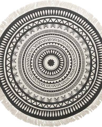 Béžovo-černý ručně tkaný bavlněný koberec Westwing Collection Benji, ø 150 cm
