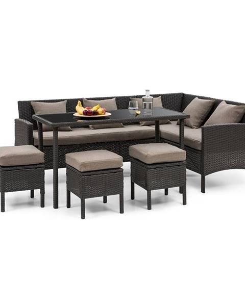 Blumfeldt Blumfeldt Titania Dining Lounge Set, zahradní sedací souprava, rohová souprava, stůl, stoličky, černá
