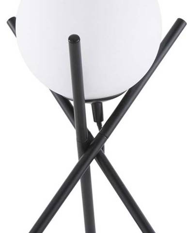 Černo-bílý stolní lampa se skleněným stínidlem Westwing Collection Erik, výška 33 cm