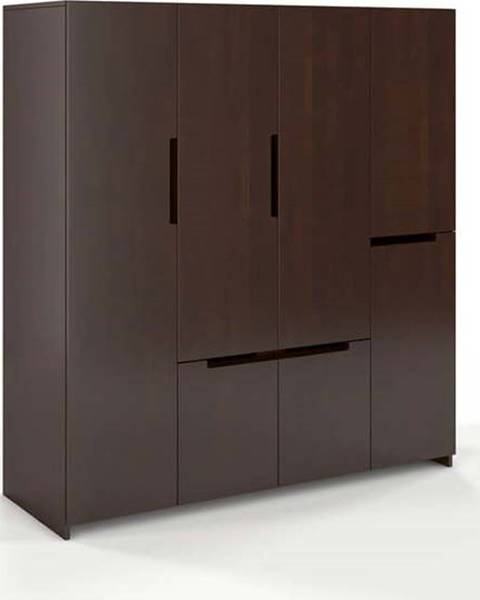 SKANDICA Tmavě hnědá šatní skříň z bukového dřeva 170x180 cm Bergman - Skandica