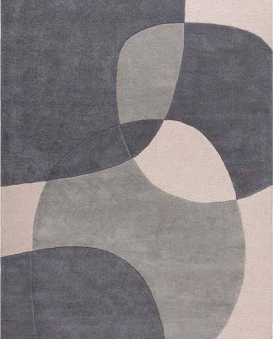 Šedý vlněný koberec Flair Rugs Glow, 160 x 230 cm