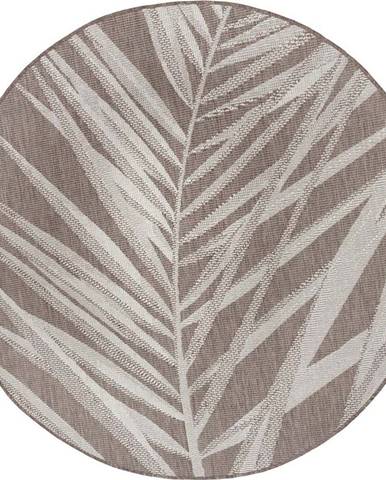 Hnědo-béžový venkovní koberec NORTHRUGS Palm, ø 160 cm