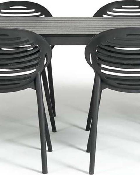 Bonami Selection Zahradní jídelní set pro 4 osoby s černou židlí Joanna a stolem Viking, 90 x 150 cm