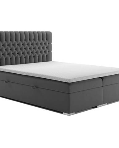Čalouněná postel Celine 120x200, šedá, vč. matrace, topperu a ÚP