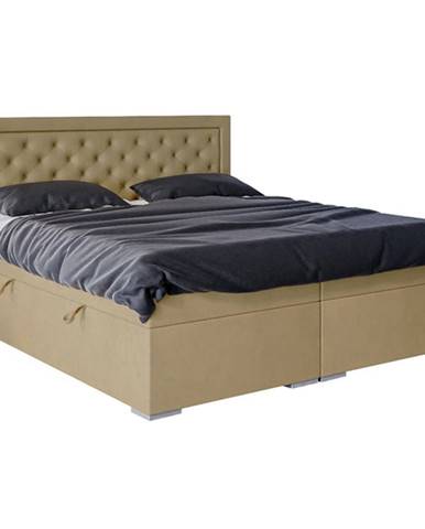 Čalouněná postel Chloe 120x200, béžová, vč. matrace, topperu, ÚP