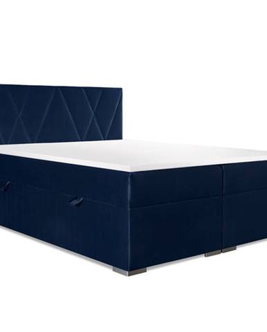 Čalouněná postel Kaya 120x200, modrá, vč. matrace, topperu a ÚP
