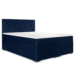 Čalouněná postel Kaya 120x200, modrá, vč. matrace, topperu a ÚP