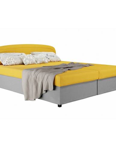 Čalouněná postel Zofie 180x200, žlutá, vč. matrace a ÚP