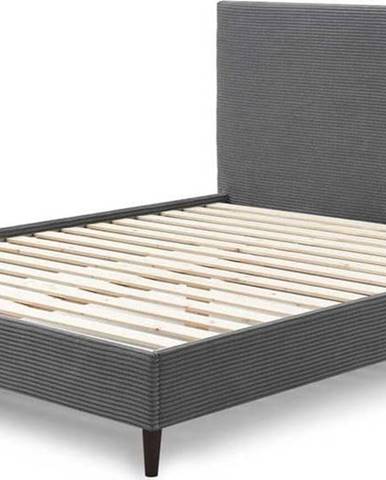 Antracitová čalouněná dvoulůžková postel s roštem 160x200 cm Anja – Bobochic Paris