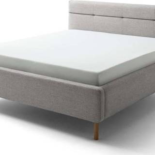 Šedá čalouněná dvoulůžková postel s úložným prostorem s roštem 180x200 cm Lotte - Meise Möbel