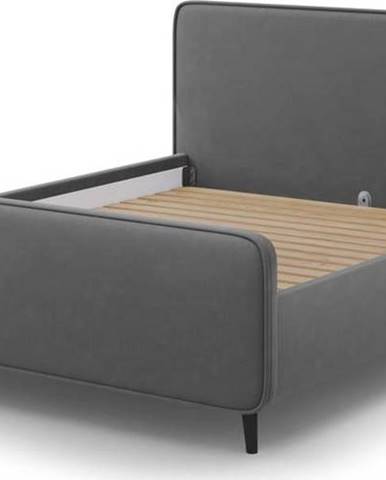 Tmavě šedá čalouněná dvoulůžková postel s roštem 180x200 cm Kaia - Micadoni Home