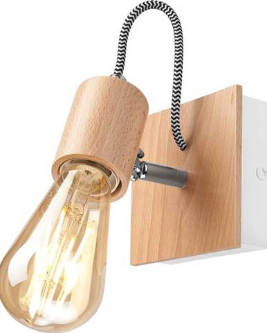 Dřevěná nástěnná lampa s bílým detailem LAMKUR Gustavo