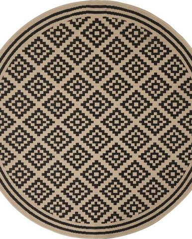 Černo-béžový kulatý venkovní koberec ø 160 cm Moretti - Flair Rugs