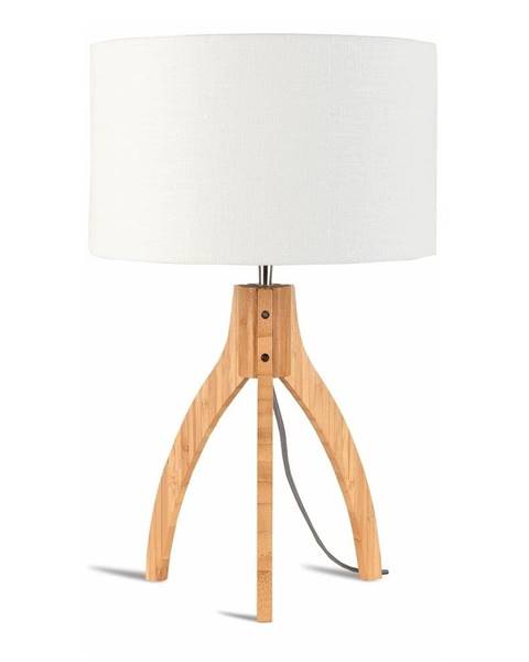 Good&Mojo Stolní lampa s bílým stínidlem a konstrukcí z bambusu Good&Mojo Annapurna