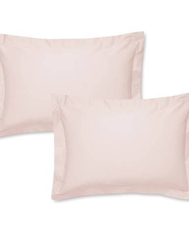 Sada 2 růžových povlaků na polštář z bavlněného saténu Bianca Oxford, 50 x 75 cm
