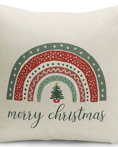 Béžový vánoční dekorativní povlak na polštář Kate Louise Christmas Noel, 43 x 43 cm