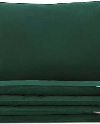 Tmavě zelené bavlněné povlečení na dvoulůžko Mumla, 200 x 200 cm