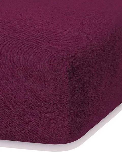 AmeliaHome Tmavě fialové elastické prostěradlo s vysokým podílem bavlny AmeliaHome Ruby, 160/180 x 200 cm