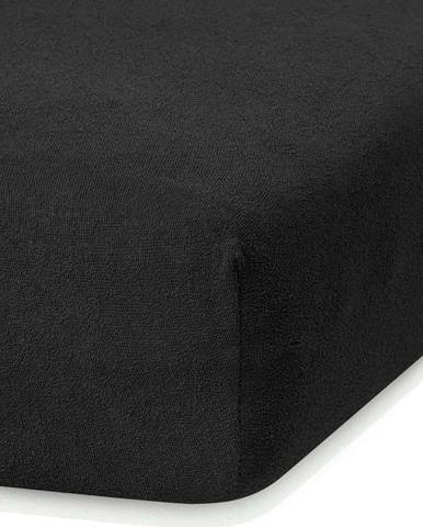 Černé elastické prostěradlo s vysokým podílem bavlny AmeliaHome Ruby, 120/140 x 200 cm
