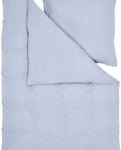 Modré lněné povlečení na jednolůžko Westwing Collection Nature, 155 x 220 cm