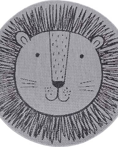 Šedý dětský koberec Ragami Lion, ø 120 cm