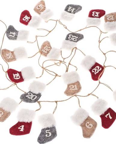 Textilní závěsný adventní kalendář z ponožek Dakls, délka 260 cm