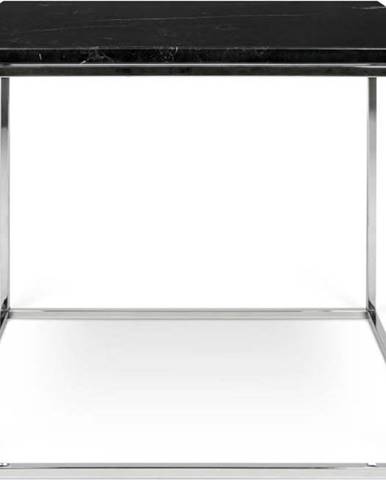 Černý mramorový konferenční stolek s chromovými nohami TemaHome Gleam, 50 x 50 cm
